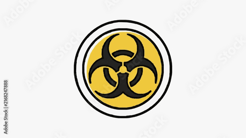 Biohazard Symbol Bold Yellow and Black Circular Warning Icon Minimalist Design