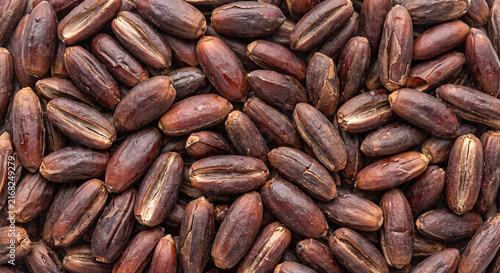Plakat Dry brown date seeds filling the entire frame