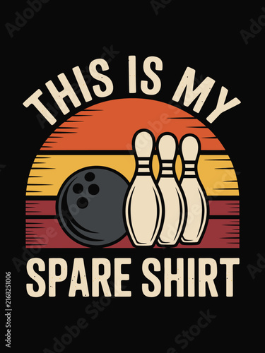 This Is My Spare Shirt vintage bowling pun with retro sunset ball and pins