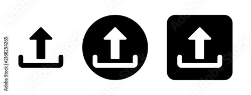 Upload icon vector set with arrow, upload, transfer, import and file symbols for software interfaces, cloud storage, sharing platforms, web apps and digital workflows.