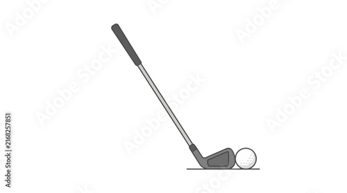 Vector illustration of golf iron club and golf ball isolated on white background