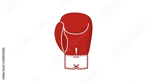 Vector illustration of red and white boxing glove front view isolated on white background