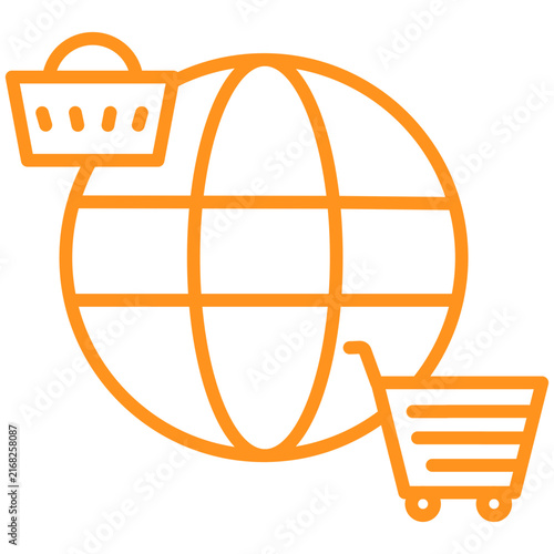 Worldwide Shopping Line Icon Style