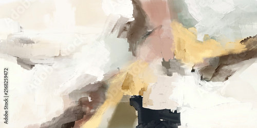 Organic modern abstract painting with flowing forms and soft layered brushstrokes