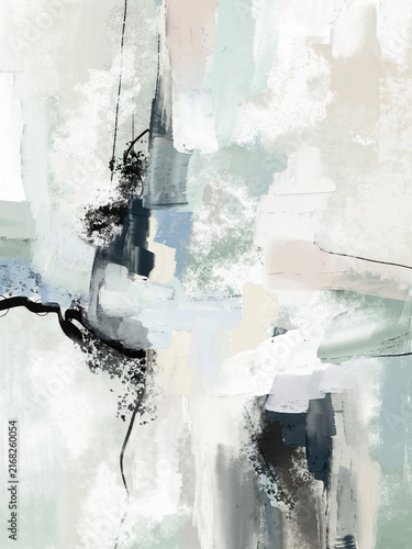 Organic modern abstract painting with flowing forms and soft layered brushstrokes
