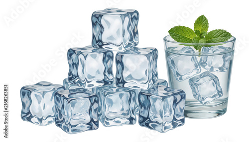Ice Cubes Stacked Transparent Background