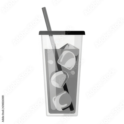 Iced Drink in Tumbler with Straw Transparent Background