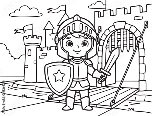 Cartoon boy holding money bag, house, car, and trophy