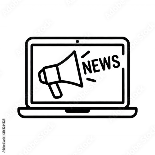 Laptop Screen Displaying News Megaphone Icon Transparent Background