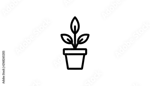 Line Art Potted Plant Design Element