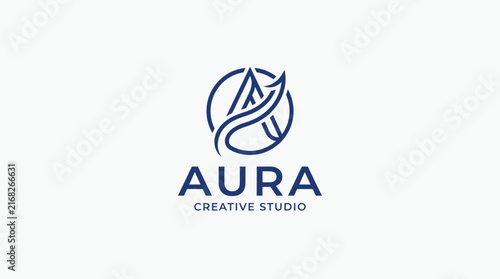 Aura Creative Studio Logo - Modern Letter A Design with Swoosh and Circle