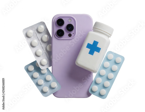 Medicine Pills Phone Mockup Transparent Background