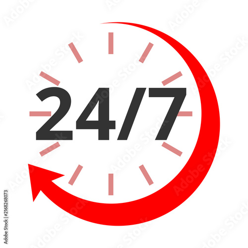 Konstfotografi 24 hours 7 days a week icon isolated on transparent background
