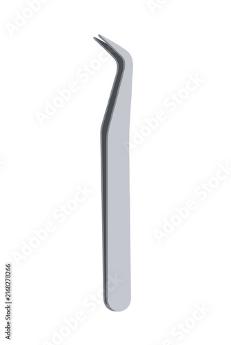 Sleek silver precision tweezers vector icon illustration with angled curved tips, hand-traced minimalist design for beauty optometry and contact lens care