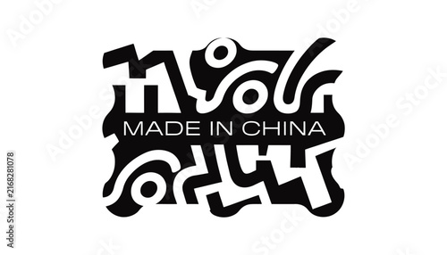 Made in China Label - Abstract Design, Global Manufacturing, Product Origin Graphic