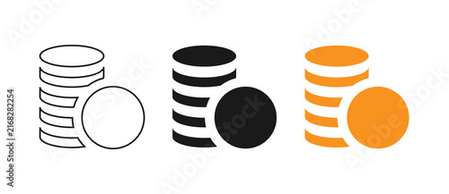 Coins stack icon set money cash gold finance currency business savings payment PNG illustration