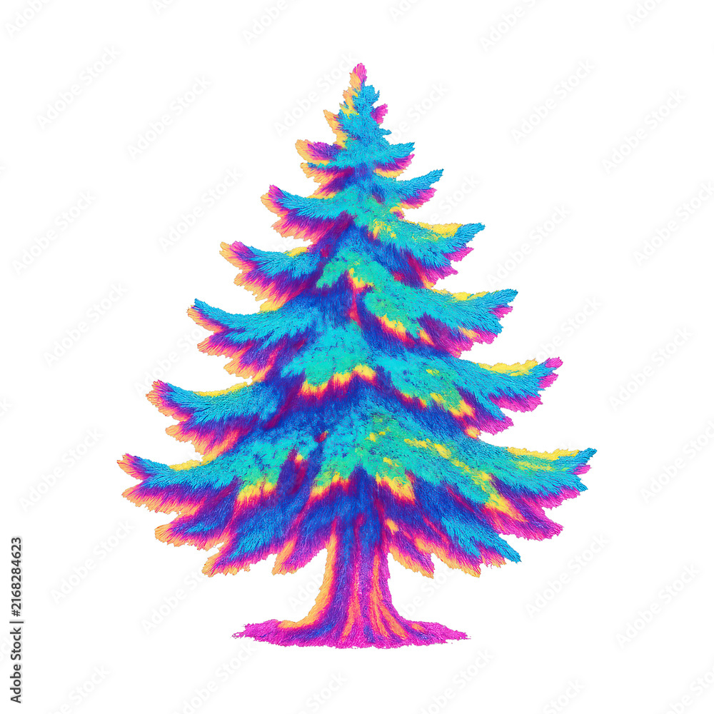 Naklejka premium PNG Vibrant neon pine tree illustration.