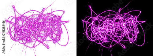Vibrant Pink Neon Light Trails Scribbled In Abstract Motion Patterns On Dual Contrast Backgrounds