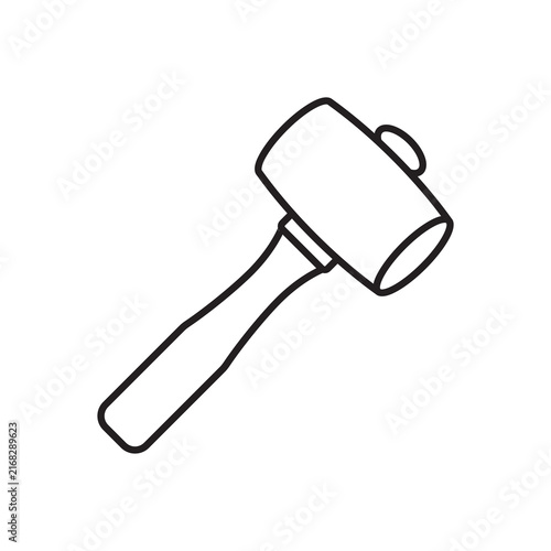 Minimalist line art icon of a leatherworking mallet for punching and stamping.