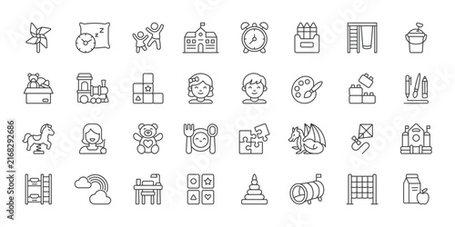 Konstfotografi Kindergarten icons in line design