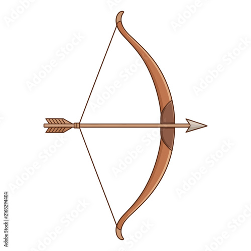 Bow and Arrow Isolated on White Background, Archery Weapon and Traditional Bow with Arrow Vector Illustration for Hunting, Sport and Outdoor Concepts