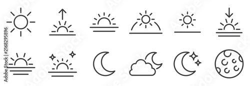 Foto Time of Day and Night line icon set