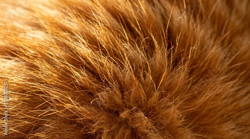 Extreme close-up of orange tabby cat fur showing individual guard hairs and soft downy undercoat in warm raking light, detailed macro texture photography