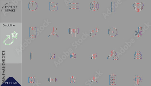 Soft Skills icon set. Communication, leadership, teamwork, time management, adaptability, creativity, problem and solving . Editable stroke. Vector illustration