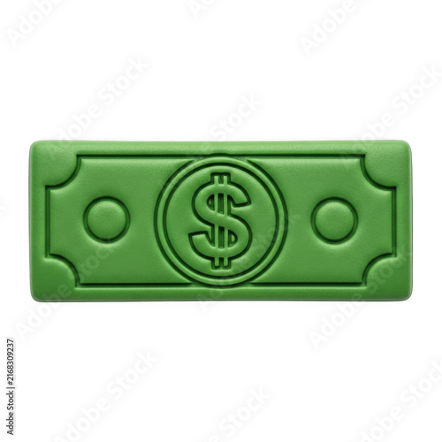 Green paper money banknote icon with a dollar symbol sign isolated on transparent background