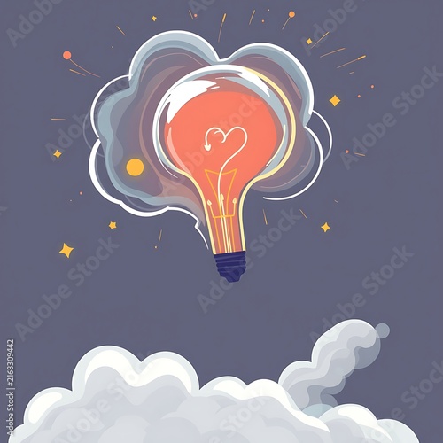 Fototapeta kuchenna Creative Idea Light Bulb in Cloud.