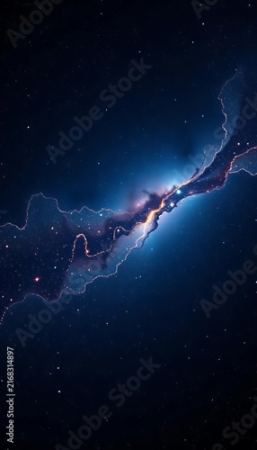 Glowing blue cosmic nebula and stars in deep space