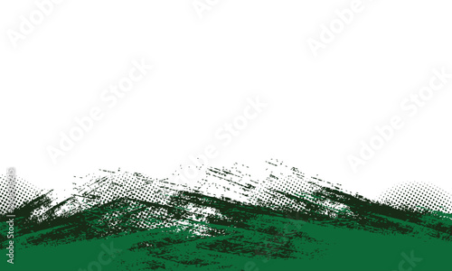 Abstract Green Grunge Texture Bottom Border with Halftone Pattern on white Background