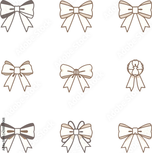 Set of decorative ribbon bows in simple flat style