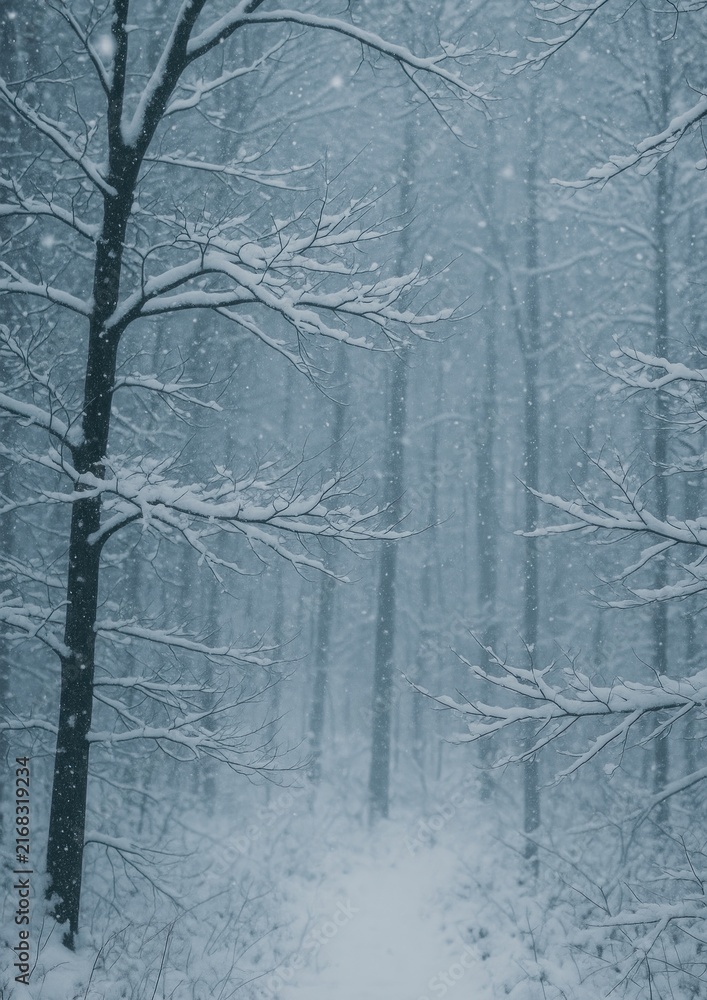 Fototapeta premium Serene snowy forest path