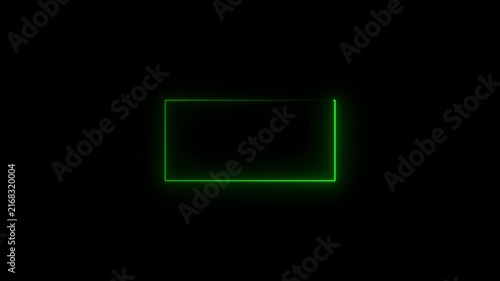 4k Square rectangle picture frame with neon color motion graphic on isolated black background. Light moving for overlay element. Motion graphics of neon rectangle