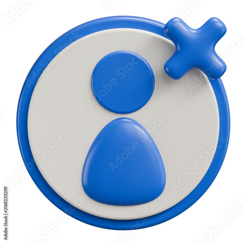 Fotografía 3D Blue Remove User Profile Icon on White Background