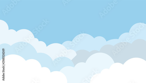 Sky Clouds Background - Weather Nature Seamless Pattern Vector Illustration Blue White Gradient Atmosphere Design Element Texture