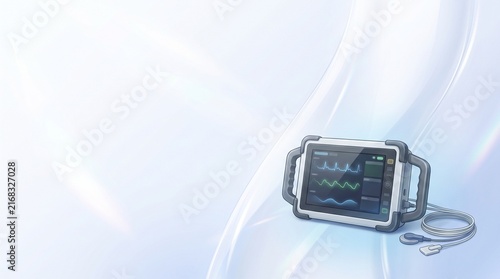 Portable Trauma Monitor Positioned on Right Side with Large Copy Space