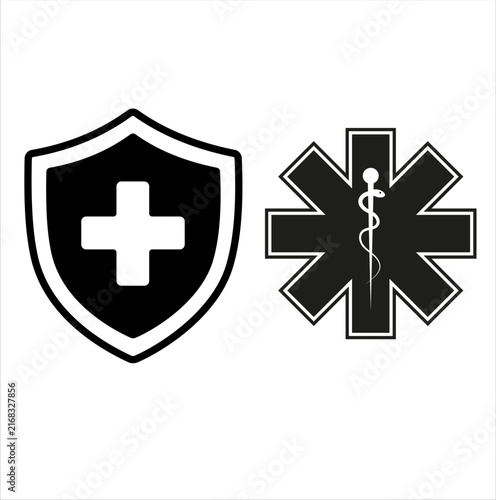 Medical Shield with Cross Healthcare Protection Icon