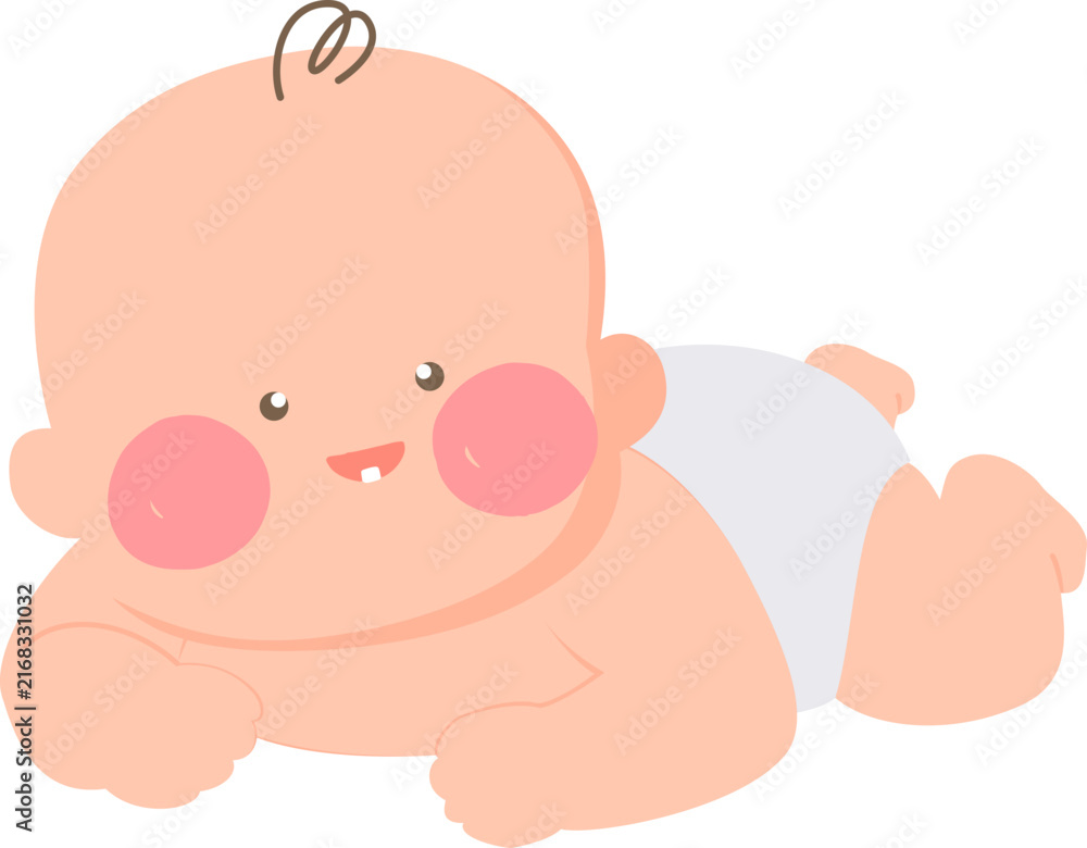 Fototapeta premium Cute Infant Character Drinking Milk, Sleeping and Crying