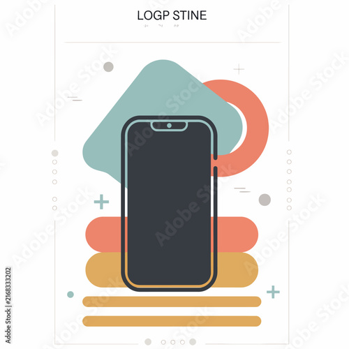 Cute cartoon character sitting on a smartphone device.