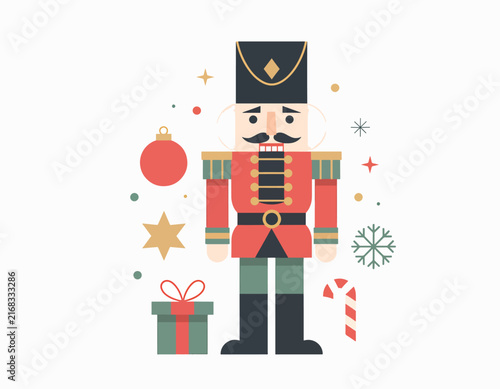 Cute cartoon child dressed as Santa Claus for holiday.