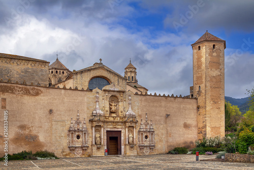 Bild auf Leinwand Main facade of the historic Poblet Monastery in Catalonia, Spain