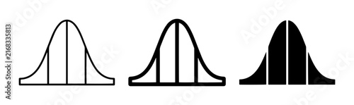 Normal Distribution Curve Icons, Gaussian Bell Curve Graphics, Statistical Probability Visuals