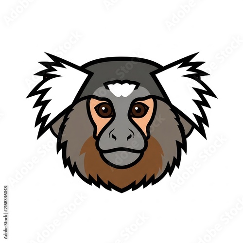 Marmoset monkey head vector illustration isolated on white