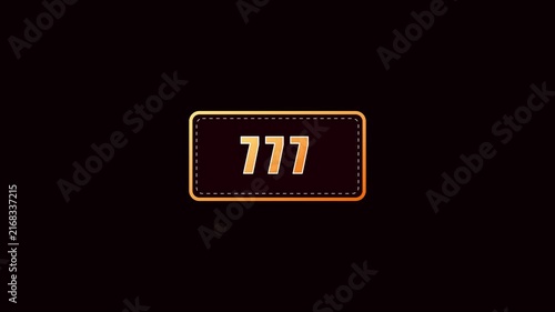 Lucky 777 jackpot slot machine symbol animation with golden glowing effect 4k