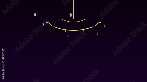 Minimalist abstract motion animation 4k background, with floating geometric, shapes and golden, lines
