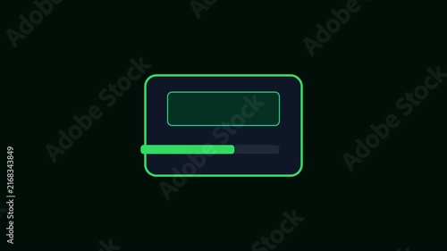 Minimalist digital progress bar loading animation with neon green ui 4k interface