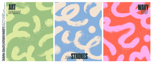 Quadro su tela Pastel colored bold organic squiggles and sot poster collection