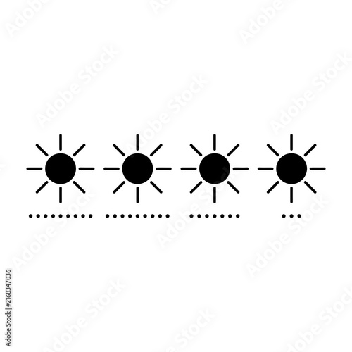 Minimalist Black Sun Icons With Dotted Lines On White Background